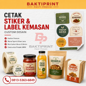 cetak stiker label kemasan UMKM Malang Bakti Print